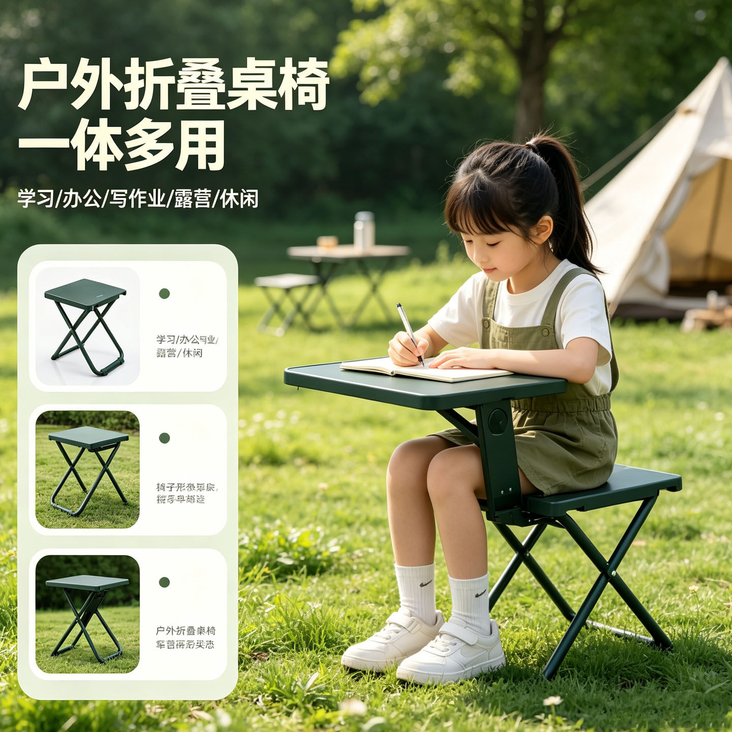 户外写作业桌椅便携式一体折叠桌椅儿童学习吃饭写字折叠书桌神器图片