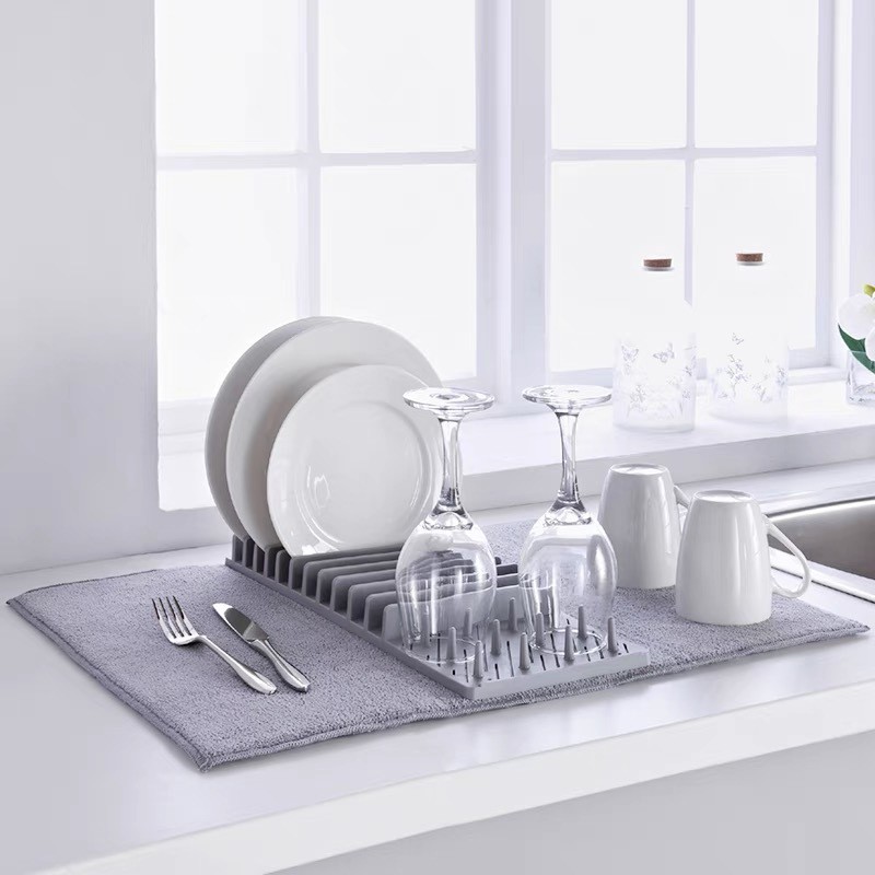 【年中大促秒杀】多功能餐具收纳垫沥水架餐具架吸水垫合二一桌布