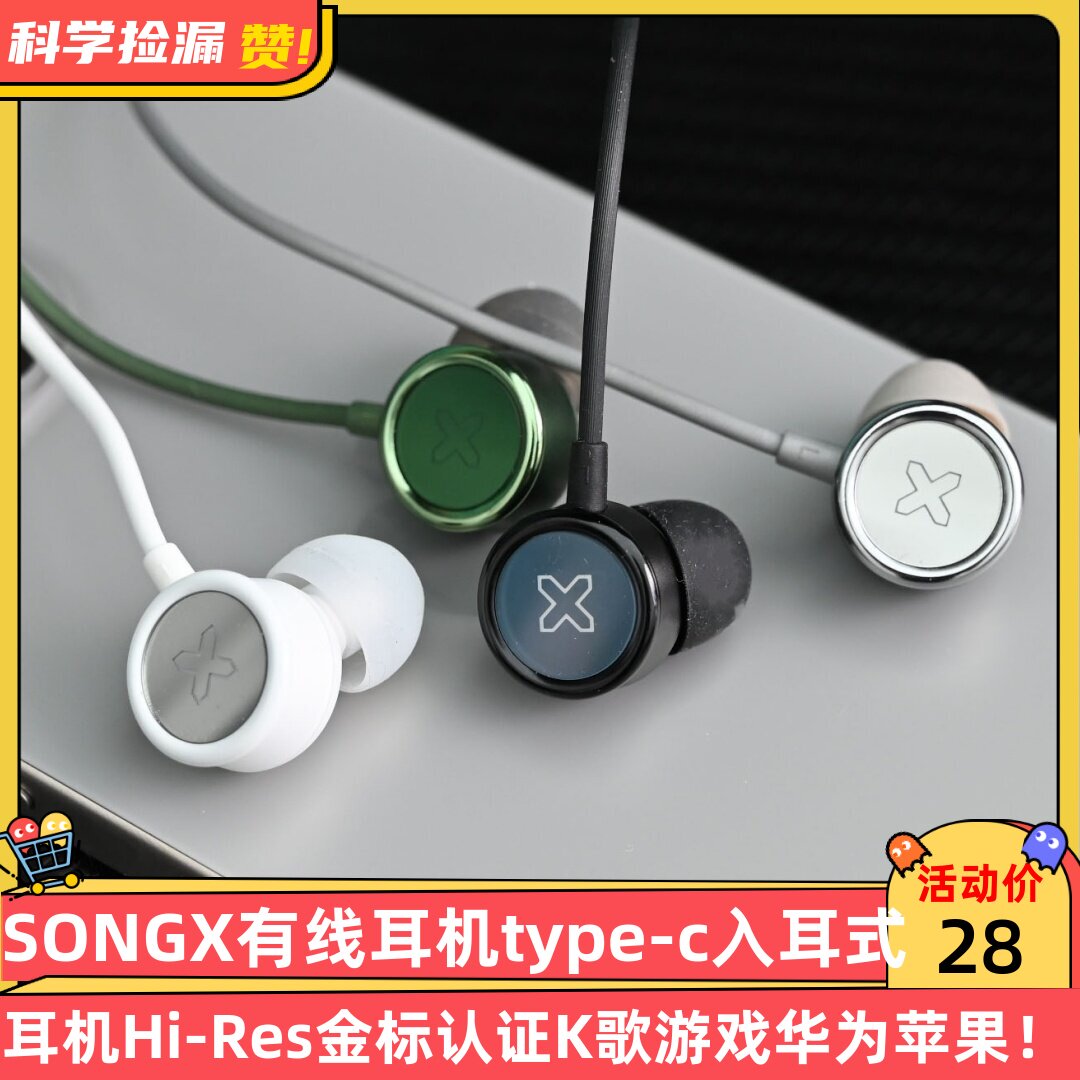 SONGX有线耳机type-c入耳式耳机Hi-Res金标认证K歌游戏苹果耳机