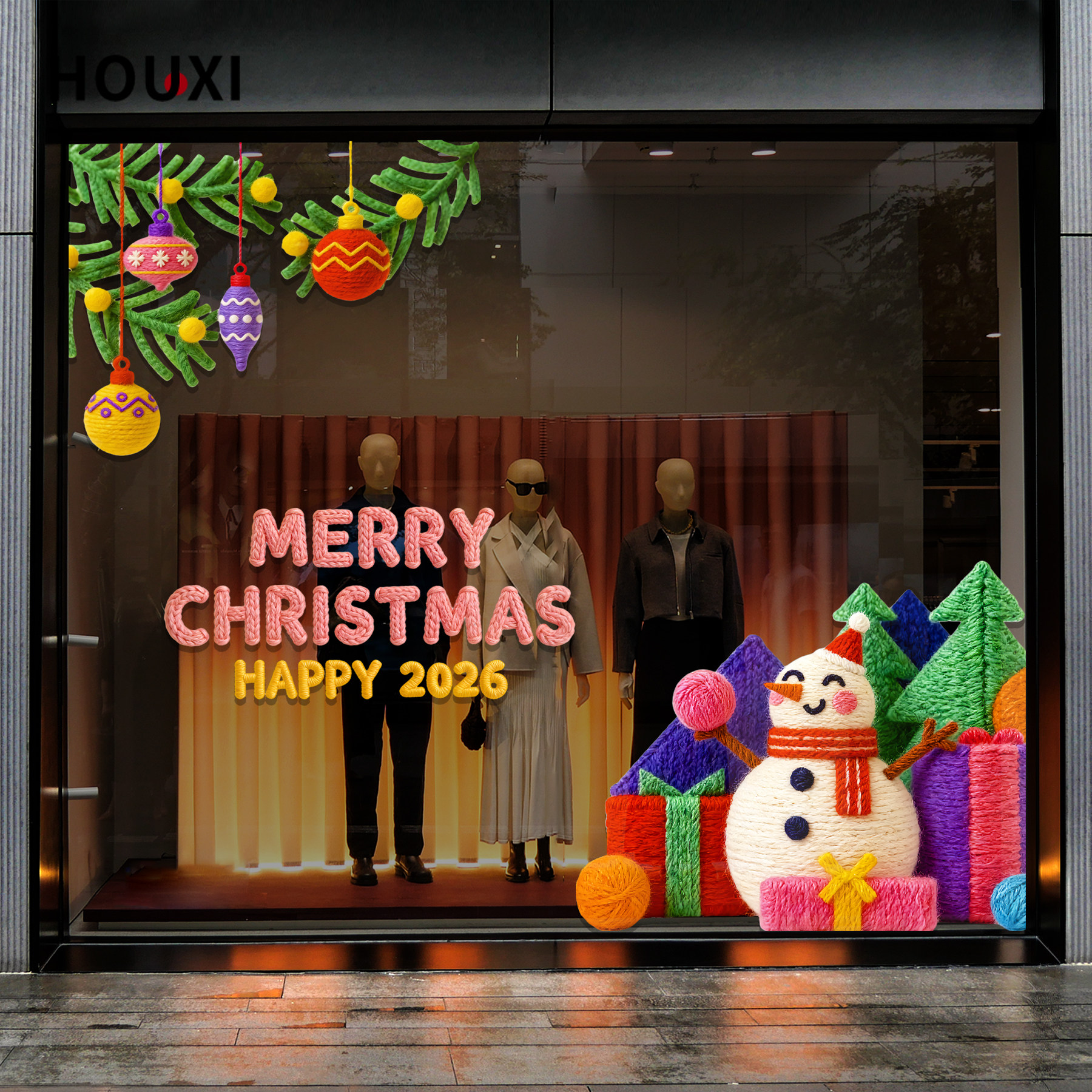 圣诞2026新年节日橱窗门贴装饰贴