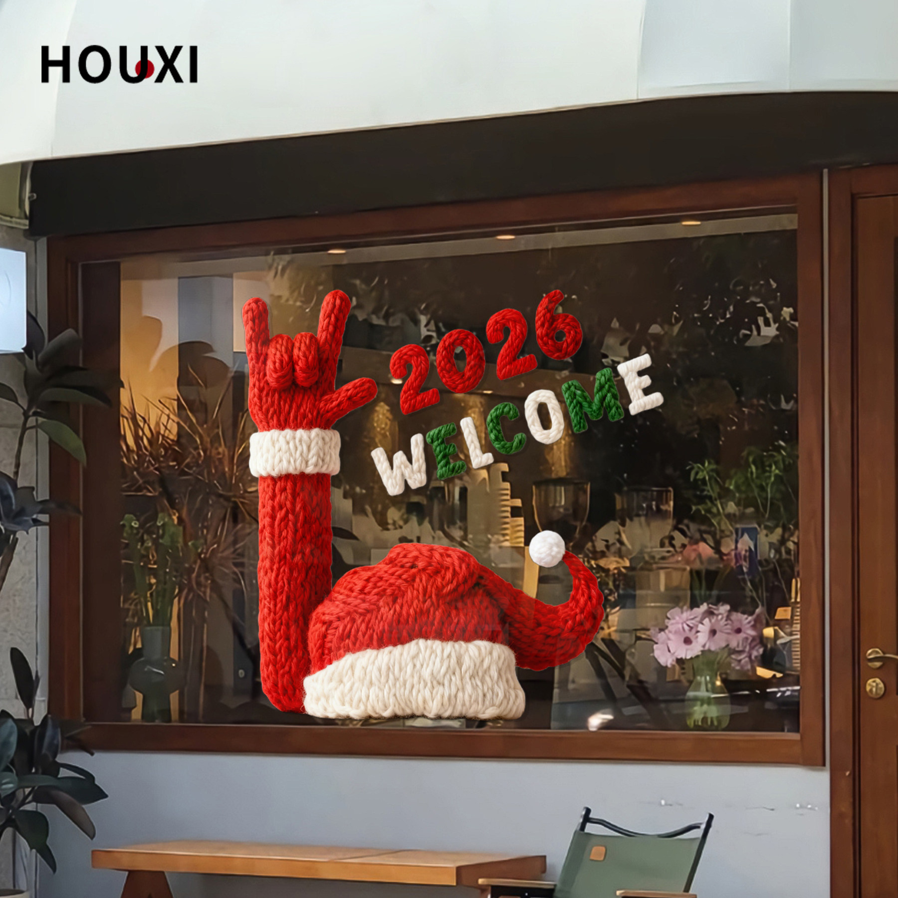 2026圣诞窗花创意布艺拼接圣诞老人玻璃贴商场咖啡店圣诞氛围装饰,家居饰品,软装墙贴,淘宝优惠券,粉丝福利购,淘宝优惠卷