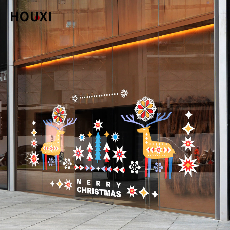 剪纸艺术圣诞节氛围感装饰玻璃膜贴纸服饰店店铺商场美陈装饰布置