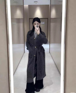 玛家商场同款2025秋休闲慵懒风宽松针织外套法式软糯长款过膝开衫