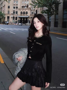 玛家商场同款2025冬季重工钉钻套头针织衫收腰修身长袖雪尼尔上衣