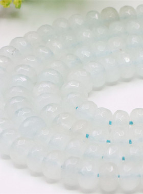 4X6 5x8mm切面算盘珠淡蓝色玉髓散珠子 DIY手工串项链手链配件女