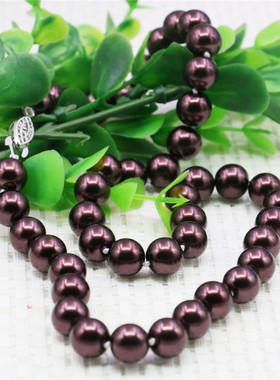 diy棕色玻璃手工礼物珍珠项链