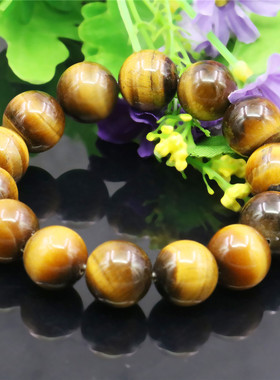 单圈黄虎眼石七夕生日礼物佛珠