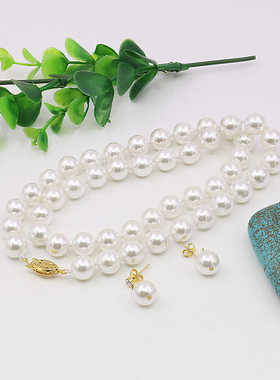 天然白套装油菜花贝壳珍珠圆珠女