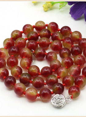红色西瓜碧玺天然玉石锁骨链