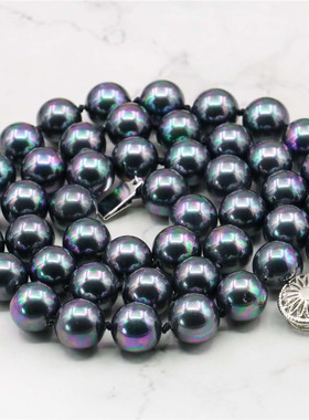 天然贝壳幻彩网状珍珠项链