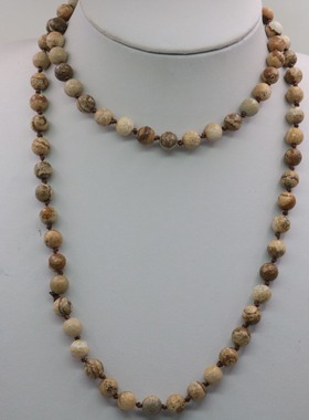 棕色切面圆形天然石民族风毛衣链