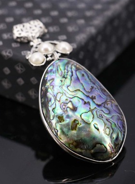diy幻彩天然鲍鱼贝项链挂件吊坠