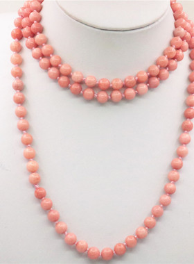 油菜花玉髓玉石圆珠女长款项链