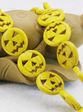 diy鬼脸黄色项链万圣节礼物散珠
