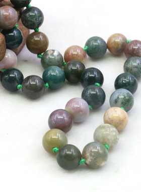 油菜花玛瑙半宝石圆珠女手工项链