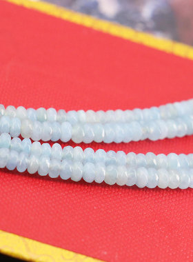 2X4mm淡蓝色算盘珠天然玉髓散珠子 切面玉石半成品项链手链配件女