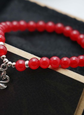 diy小天鹅吊坠佛珠饰品红玉髓