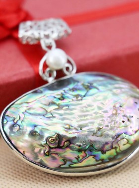 diy镶嵌珍珠幻彩鲍鱼贝挂件吊坠