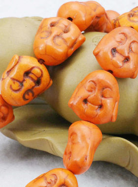 14x15mm弥勒佛橙色松石散珠 DIY手工串珠配件项链手链女配饰首饰