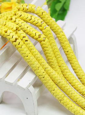 4X8mm黄色波浪纹松石散珠子 DIY手工编织项链手链隔珠特色民族风