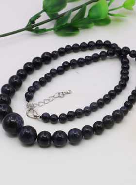 满天星项链油菜花蓝砂石塔链圆女