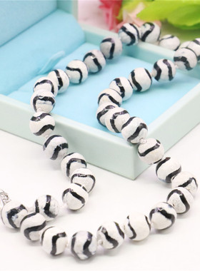 切面黑白玛瑙天然石锁骨链