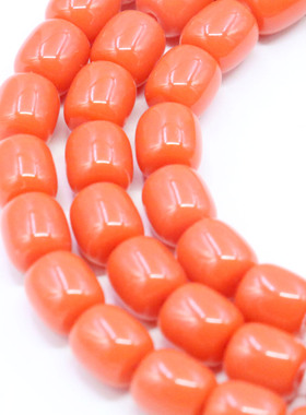 8X9mm橙色桶珠树脂仿蜜蜡散珠 DIY手工编织串珠配件项链隔片配饰
