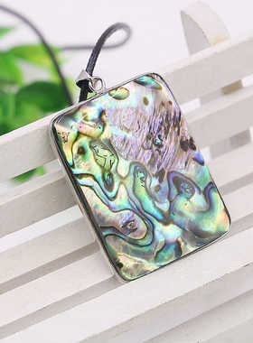 长方形项链油菜花贝壳天然女皮绳