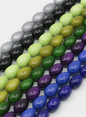 9X13mm水滴蓝绿紫灰黑烤漆玻璃珍珠 DIY手工编织串珠配件项链手链