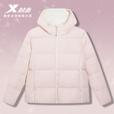 【商场同款】特步羽绒服女士2025年冬季新款运动上衣保暖风衣外套