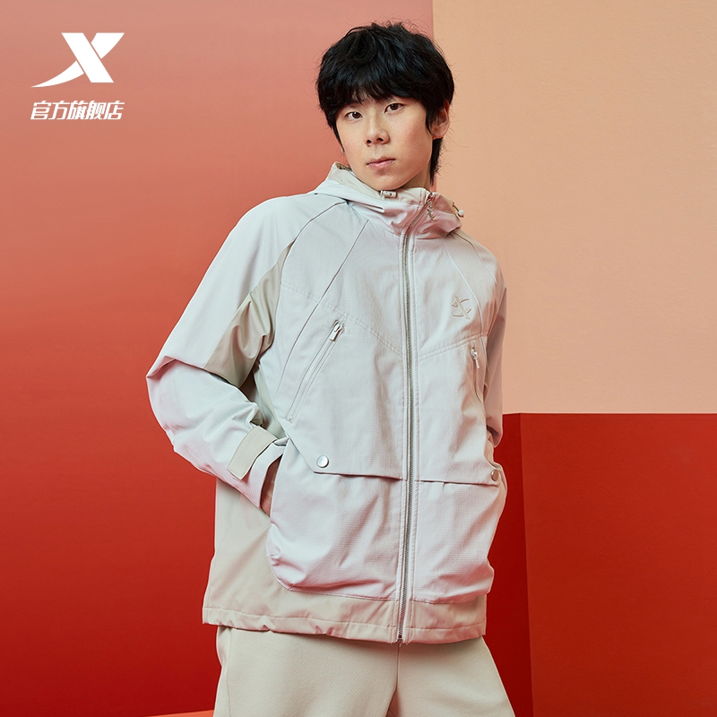 【商场同款】特步运动外套男2025春季新款梭织薄风衣休闲户外夹克