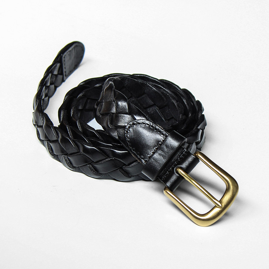 告密者头层牛皮手工编织百搭皮带复古做旧文艺真皮铜扣男女裤腰带