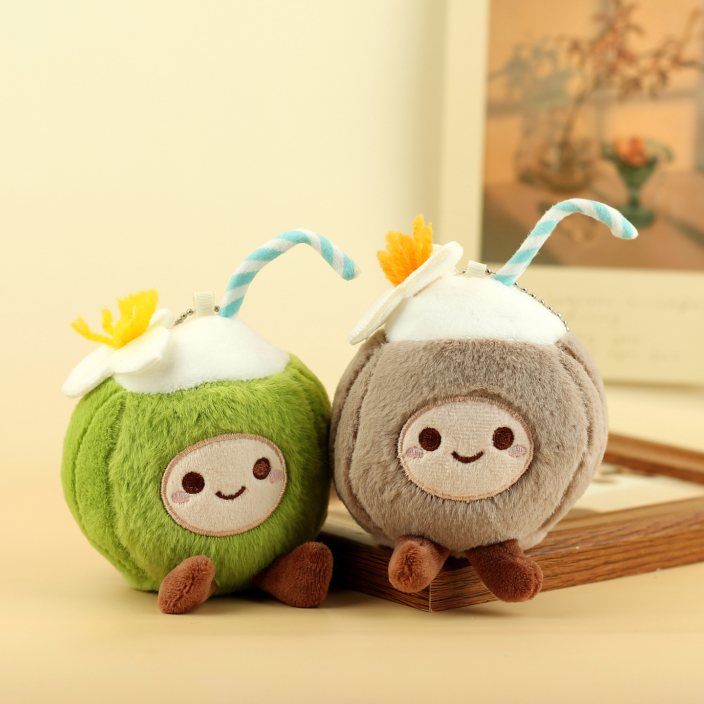 海南椰子毛绒挂件卡通水果玩具