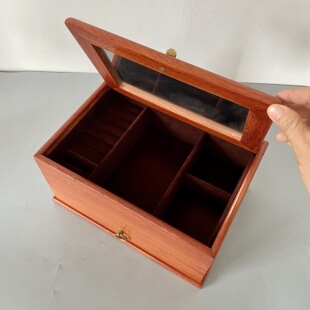 缅甸花梨珠宝箱首饰盒嫁妆箱大容量中式素面简约黄金珠宝收纳盒