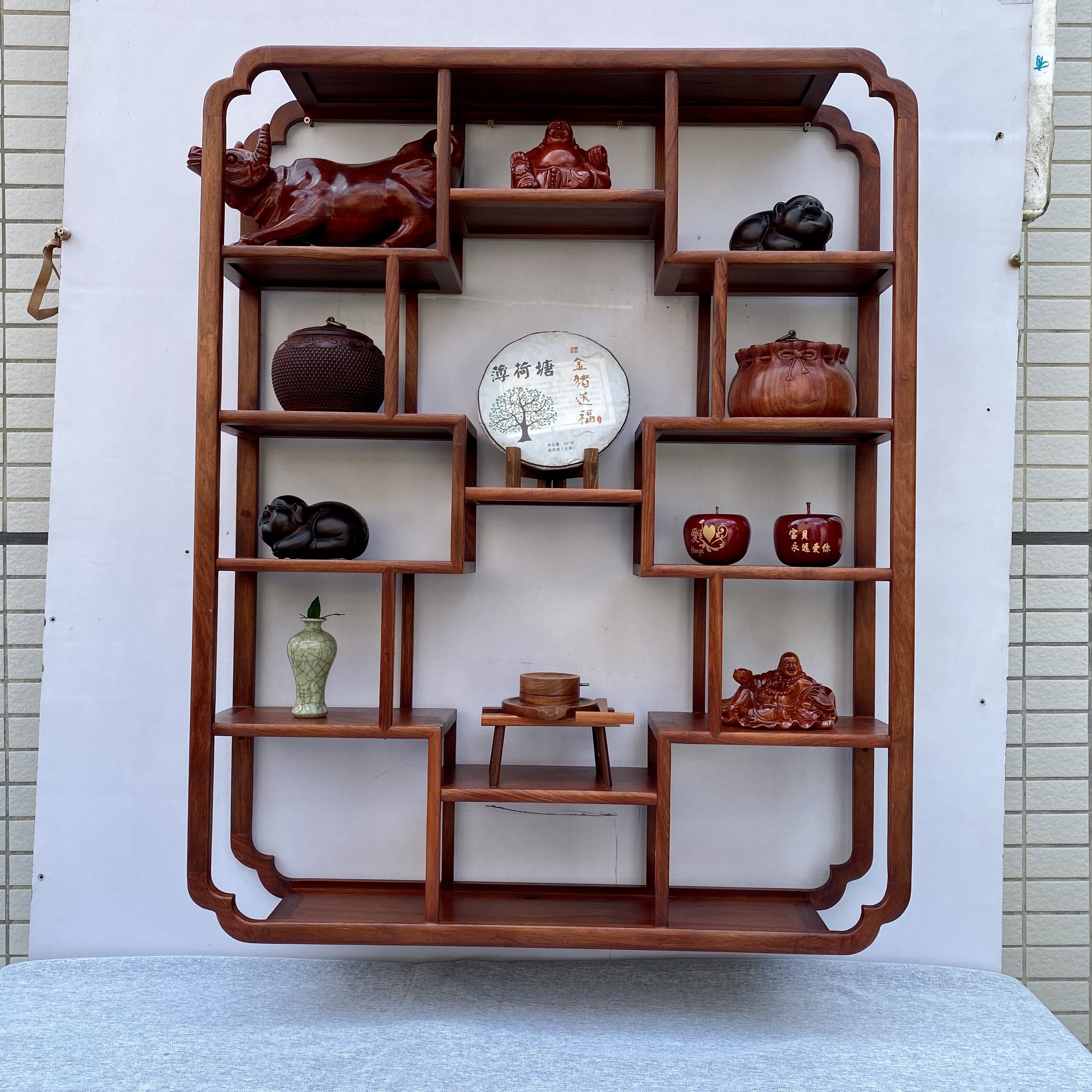 壁挂式置物架茶具架多宝格挂墙展示架古董架博古架客厅茶室摆件