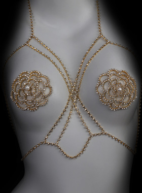 山茶花乳贴胸贴装饰镂空配饰闪钻装饰性感胸贴防凸点比基尼配饰