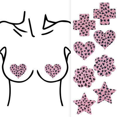 爱心樱花花乳贴粉色少女胸贴装饰粉花朵爱心十字乳贴爱心花纹贴
