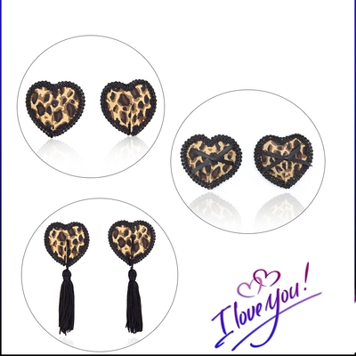 欧美性感乳贴爱心胸贴简约豹纹硅胶乳贴女诱惑心形蕾丝胸贴身体链