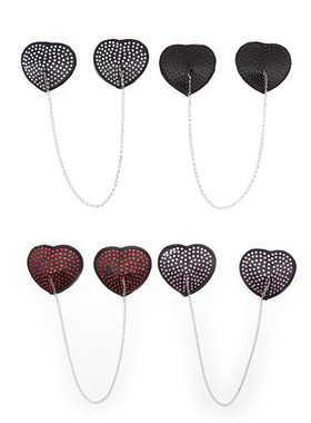 性感硅胶胸罩水钻金属链条乳贴女性心形血滴子胸贴胸部装饰乳贴链