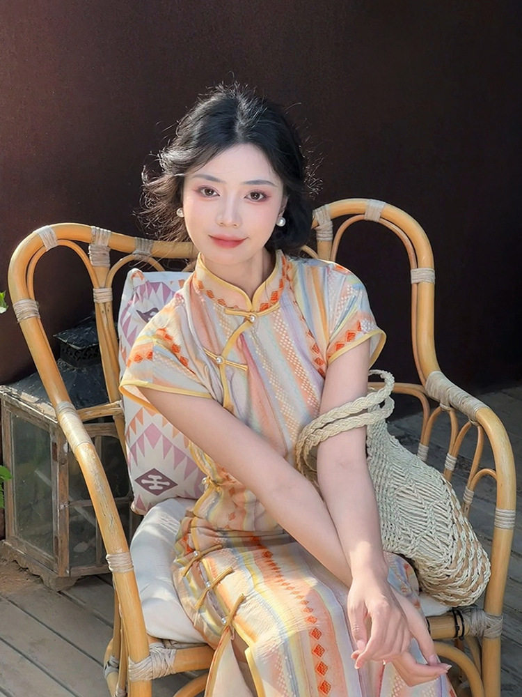 古法全开襟立领旗袍民国风女装