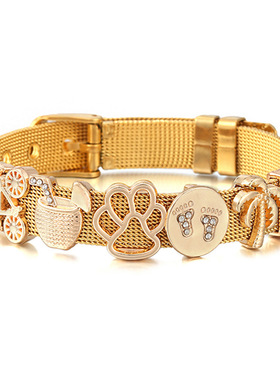 2022春季新款10mm不锈钢手表链式手链DIY爱的印记情侣手链