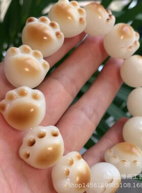 天然菩提根炭烤猫爪 白玉菩提雕刻猫爪 手串手链
