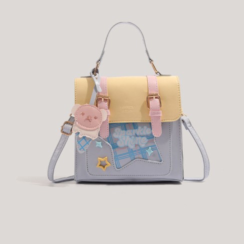 糖果色剑桥包小包2024新款甜美时尚百搭双肩包棕色日常斜挎包