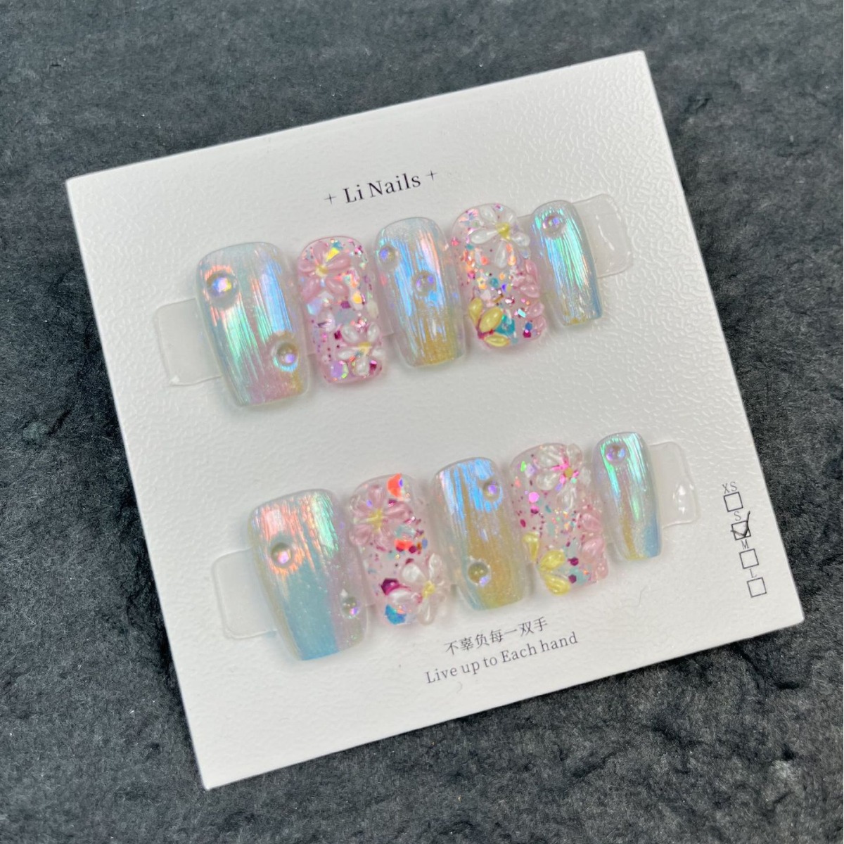 立体手绘花朵夏日清新显白仙气纯手工穿戴美甲小红书爆款气质高级