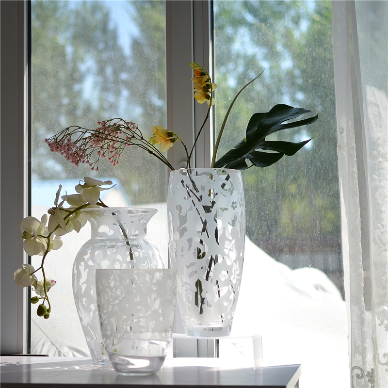 透明磨砂欧式简约台面玻璃花瓶