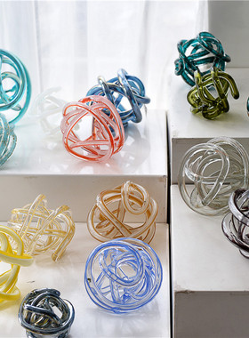 雏禾玻璃装饰摆件现代抽象装饰品