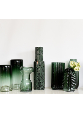 每周一三五上新 CH46绿色外贸样品玻璃艺术花瓶孤品捡漏家居J1