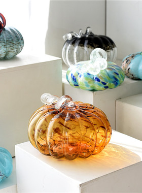 玻璃南瓜摆件田园客厅玄关装饰品