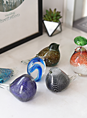 123雏禾外贸出口欧美玻璃小鸟摆件家居装饰品桌面摆件瑕疵品品E2