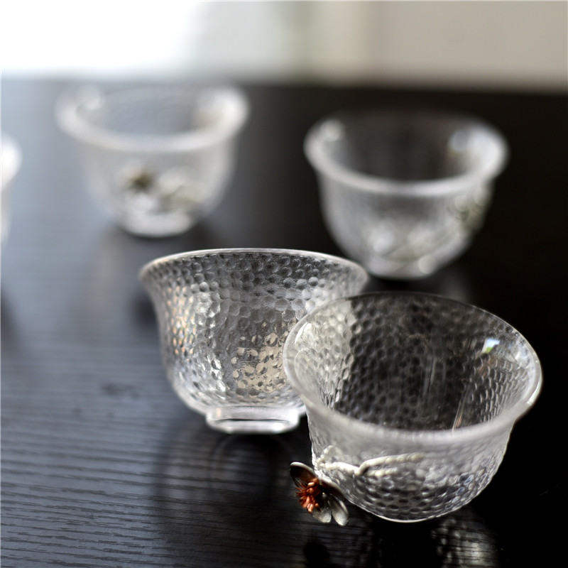 新中式无铅透明玻璃烈酒杯梅子酒杯茶杯品茗杯清酒贴花杯送礼佳品